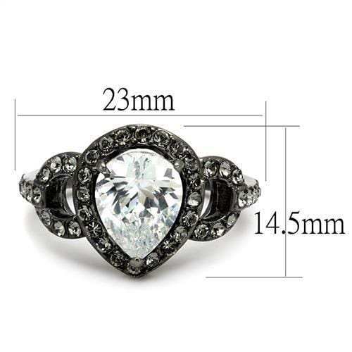 TK2655 - IP Light Black (IP Gun) Stainless Steel Ring with AAA Grade CZ in Clear - Alamode - Flyclothing LLC