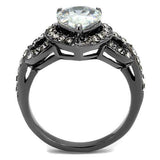 TK2655 - IP Light Black (IP Gun) Stainless Steel Ring with AAA Grade CZ in Clear - Alamode - Flyclothing LLC