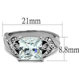 TK2657 - High polished (no plating) Stainless Steel Ring with AAA Grade CZ  in Clear - Alamode