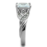 TK2657 - High polished (no plating) Stainless Steel Ring with AAA Grade CZ  in Clear - Alamode