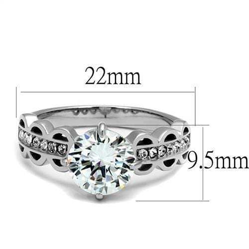 TK2658 - High polished (no plating) Stainless Steel Ring with AAA Grade CZ in Clear - Alamode - Flyclothing LLC
