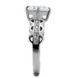 TK2658 - High polished (no plating) Stainless Steel Ring with AAA Grade CZ in Clear - Alamode - Flyclothing LLC