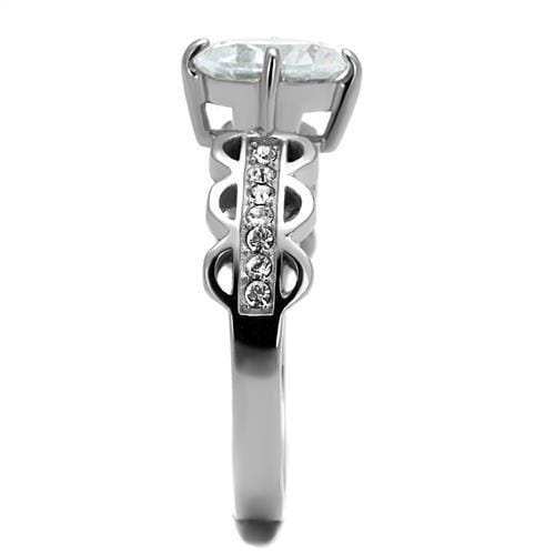 TK2658 - High polished (no plating) Stainless Steel Ring with AAA Grade CZ in Clear - Alamode - Flyclothing LLC