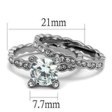 TK2659 - High polished (no plating) Stainless Steel Ring with AAA Grade CZ in Clear - Alamode - Flyclothing LLC