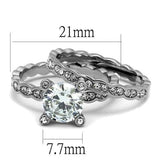 TK2659 - High polished (no plating) Stainless Steel Ring with AAA Grade CZ  in Clear