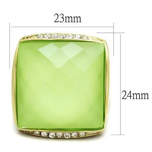 TK2661 - IP Gold(Ion Plating) Stainless Steel Ring with Synthetic Synthetic Stone in Apple Green color - Alamode - Flyclothing LLC