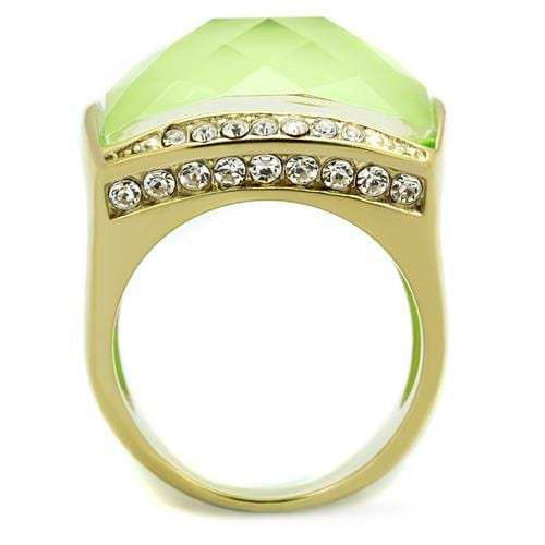 TK2661 - IP Gold(Ion Plating) Stainless Steel Ring with Synthetic Synthetic Stone in Apple Green color - Alamode - Flyclothing LLC