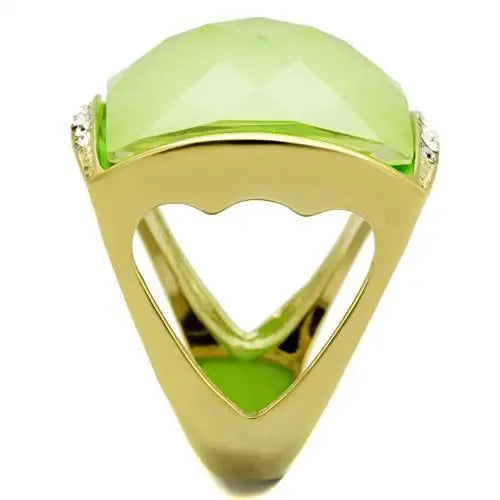 TK2661 - IP Gold(Ion Plating) Stainless Steel Ring with Synthetic Synthetic Stone in Apple Green color - Alamode - Flyclothing LLC