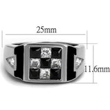 TK2663 - High polished (no plating) Stainless Steel Ring with AAA Grade CZ  in Jet