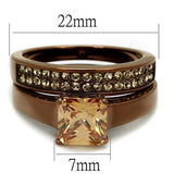 TK2670 - IP Coffee light Stainless Steel Ring with AAA Grade CZ in Champagne - Alamode - Flyclothing LLC