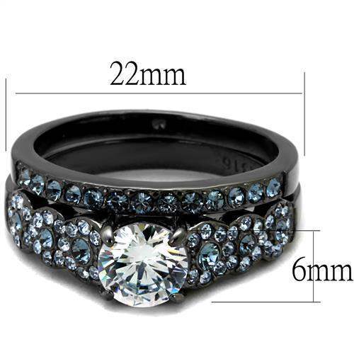 TK2671 - IP Light Black (IP Gun) Stainless Steel Ring with AAA Grade CZ in Clear - Alamode - Flyclothing LLC