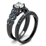 TK2671 - IP Light Black (IP Gun) Stainless Steel Ring with AAA Grade CZ in Clear - Alamode - Flyclothing LLC