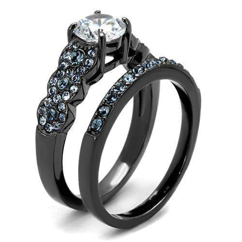 TK2671 - IP Light Black (IP Gun) Stainless Steel Ring with AAA Grade CZ in Clear - Alamode - Flyclothing LLC
