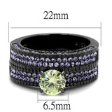 TK2672 - IP Light Black  (IP Gun) Stainless Steel Ring with AAA Grade CZ  in Apple Green color - Alamode