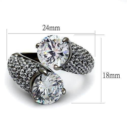 TK2674 - IP Light Black (IP Gun) Stainless Steel Ring with AAA Grade CZ in Clear - Alamode - Flyclothing LLC