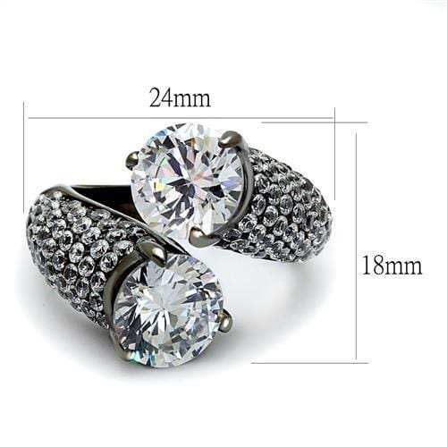 TK2674 - IP Light Black (IP Gun) Stainless Steel Ring with AAA Grade CZ in Clear - Alamode - Flyclothing LLC