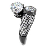 TK2674 - IP Light Black (IP Gun) Stainless Steel Ring with AAA Grade CZ in Clear - Alamode - Flyclothing LLC