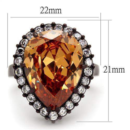 TK2675 - IP Dark Brown (IP coffee) Stainless Steel Ring with AAA Grade CZ in Champagne - Alamode - Flyclothing LLC