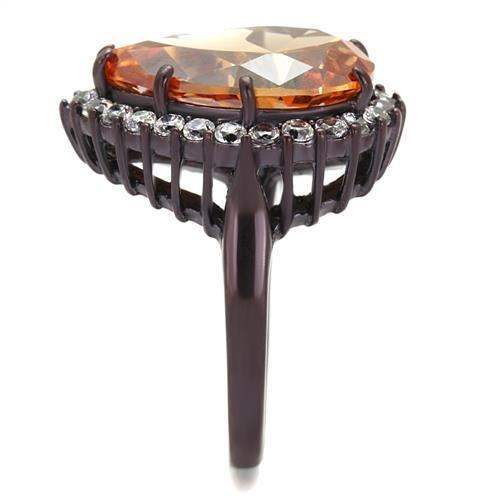 TK2675 - IP Dark Brown (IP coffee) Stainless Steel Ring with AAA Grade CZ in Champagne - Alamode - Flyclothing LLC