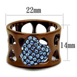 TK2676 - IP Coffee light Stainless Steel Ring with Top Grade Crystal in Aquamarine - Alamode - Flyclothing LLC