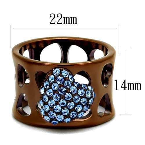 TK2676 - IP Coffee light Stainless Steel Ring with Top Grade Crystal in Aquamarine - Alamode - Flyclothing LLC