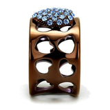 TK2676 - IP Coffee light Stainless Steel Ring with Top Grade Crystal  in Aquamarine