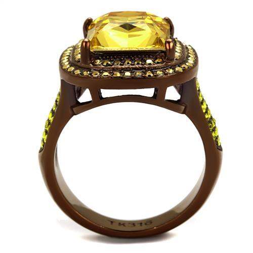TK2677 - IP Coffee light Stainless Steel Ring with AAA Grade CZ in Topaz - Alamode - Flyclothing LLC