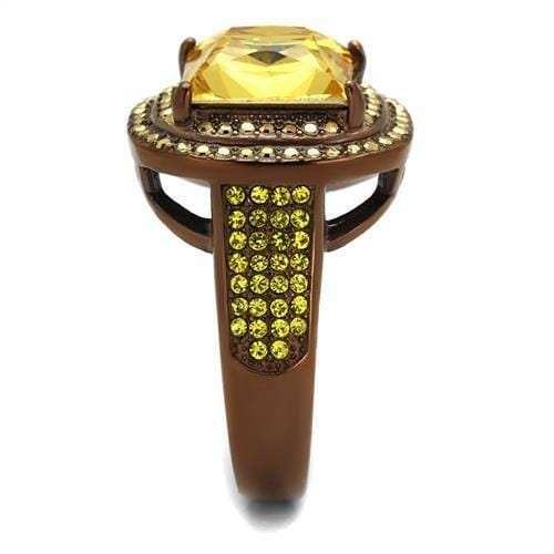 TK2677 - IP Coffee light Stainless Steel Ring with AAA Grade CZ in Topaz - Alamode - Flyclothing LLC