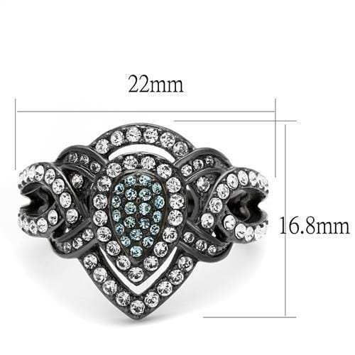 TK2679 - IP Light Black (IP Gun) Stainless Steel Ring with Top Grade Crystal in Multi Color - Alamode - Flyclothing LLC