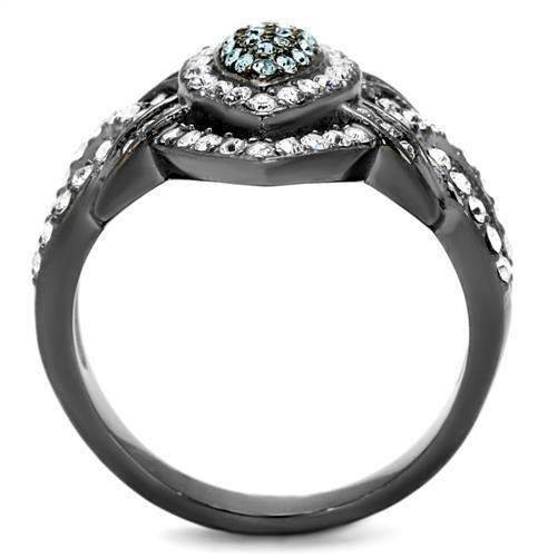TK2679 - IP Light Black (IP Gun) Stainless Steel Ring with Top Grade Crystal in Multi Color - Alamode - Flyclothing LLC