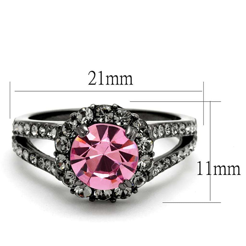 TK2680 - IP Light Black (IP Gun) Stainless Steel Ring with Top Grade Crystal in Light Rose - Alamode - Flyclothing LLC