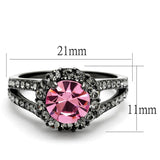 TK2680 - IP Light Black  (IP Gun) Stainless Steel Ring with Top Grade Crystal  in Light Rose - Alamode