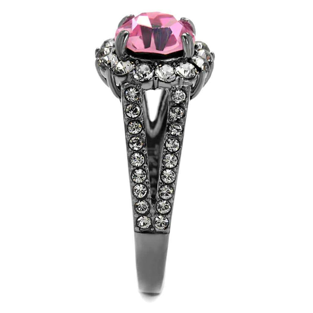 TK2680 - IP Light Black (IP Gun) Stainless Steel Ring with Top Grade Crystal in Light Rose - Alamode - Flyclothing LLC