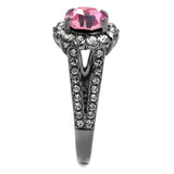 TK2680 - IP Light Black  (IP Gun) Stainless Steel Ring with Top Grade Crystal  in Light Rose - Alamode
