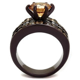 TK2681 - IP Dark Brown (IP coffee) Stainless Steel Ring with AAA Grade CZ in Champagne - Alamode - Flyclothing LLC