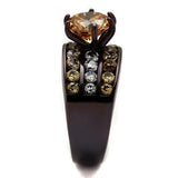 TK2681 - IP Dark Brown (IP coffee) Stainless Steel Ring with AAA Grade CZ in Champagne - Alamode - Flyclothing LLC