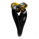 TK2682 - IP Black(Ion Plating) Stainless Steel Ring with Synthetic Synthetic Stone in Topaz - Alamode - Flyclothing LLC