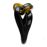 TK2682 - IP Black(Ion Plating) Stainless Steel Ring with Synthetic Synthetic Stone in Topaz - Alamode