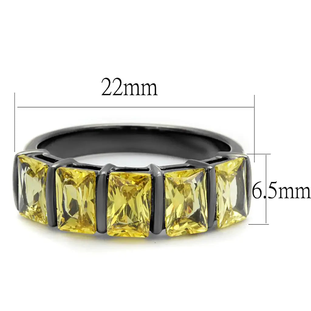 TK2683 - IP Light Black (IP Gun) Stainless Steel Ring with AAA Grade CZ in Topaz - Alamode - Flyclothing LLC