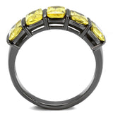 TK2683 - IP Light Black  (IP Gun) Stainless Steel Ring with AAA Grade CZ  in Topaz - Alamode