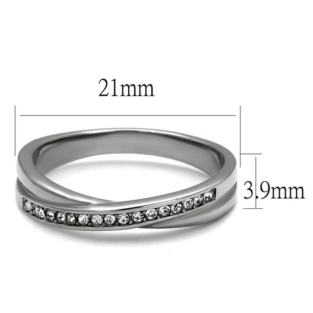 TK2684 - High polished (no plating) Stainless Steel Ring with Top Grade Crystal in Clear - Alamode - Flyclothing LLC