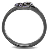 TK2685 - IP Light Black  (IP Gun) Stainless Steel Ring with Top Grade Crystal  in Light Amethyst - Alamode
