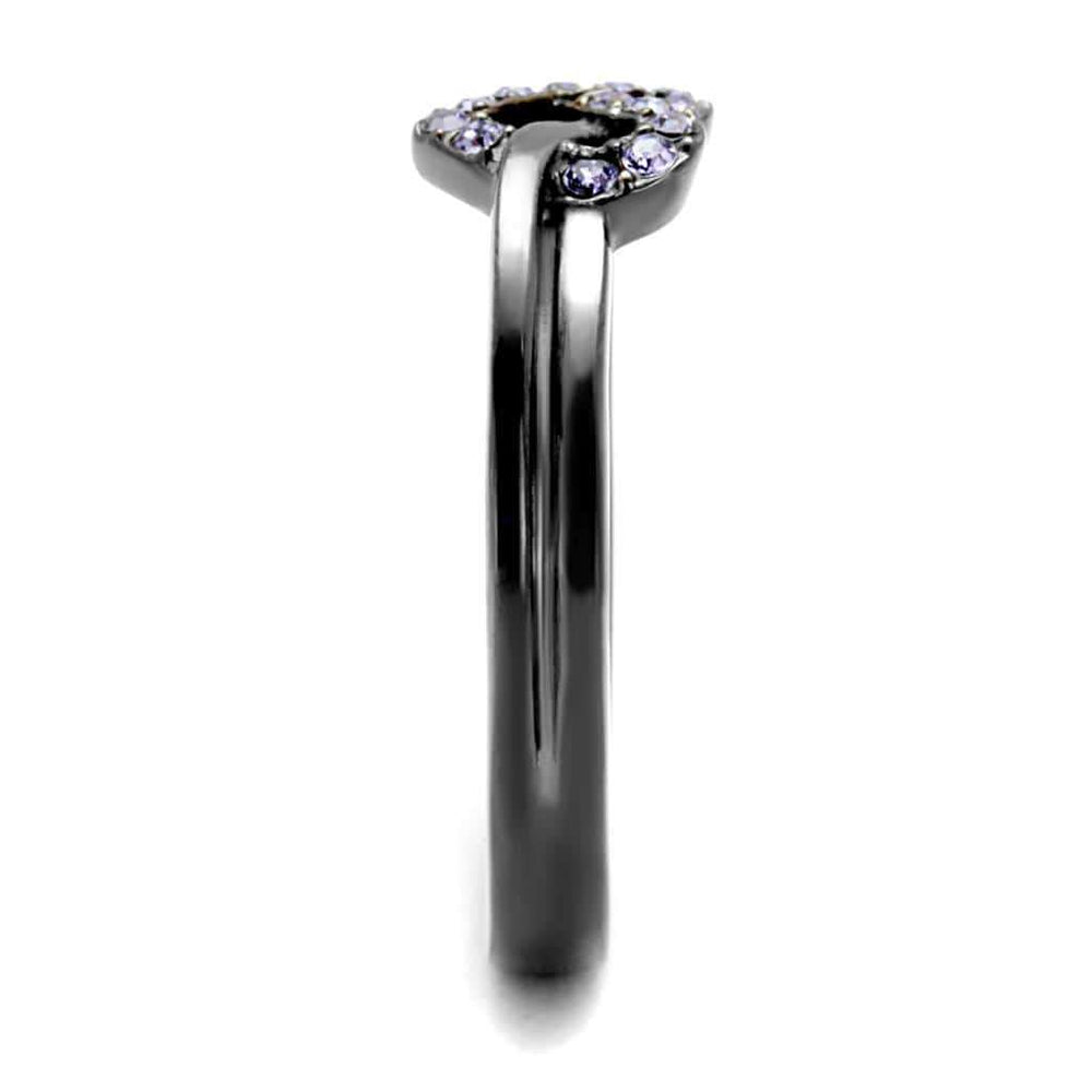 TK2685 - IP Light Black (IP Gun) Stainless Steel Ring with Top Grade Crystal in Light Amethyst - Alamode - Flyclothing LLC