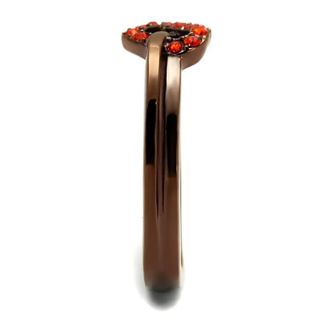 TK2686 - IP Coffee light Stainless Steel Ring with Top Grade Crystal in Orange - Alamode - Flyclothing LLC