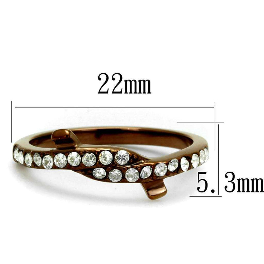 TK2687 - IP Coffee light Stainless Steel Ring with Top Grade Crystal in Clear - Alamode - Flyclothing LLC