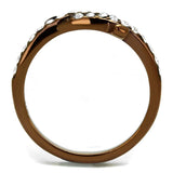 TK2687 - IP Coffee light Stainless Steel Ring with Top Grade Crystal  in Clear - Alamode