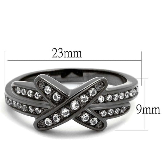 TK2689 - IP Light Black (IP Gun) Stainless Steel Ring with AAA Grade CZ in Clear - Alamode - Flyclothing LLC
