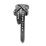 TK2689 - IP Light Black  (IP Gun) Stainless Steel Ring with AAA Grade CZ  in Clear - Alamode