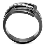 TK2690 - IP Light Black (IP Gun) Stainless Steel Ring with AAA Grade CZ in Clear - Alamode - Flyclothing LLC