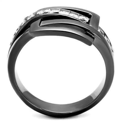 TK2690 - IP Light Black (IP Gun) Stainless Steel Ring with AAA Grade CZ in Clear - Alamode - Flyclothing LLC